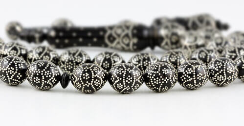 saudi arabesque - black coral worry beads