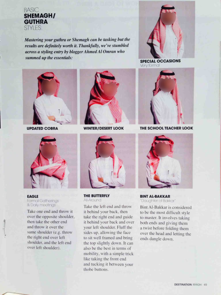 saudi arabesque - ways to wear ghutra red and white