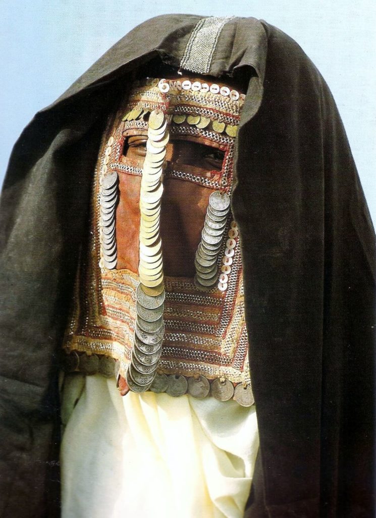 saudi arabesque - harb tribe woman in face mask from bedouins of arabia thierry mauger 2