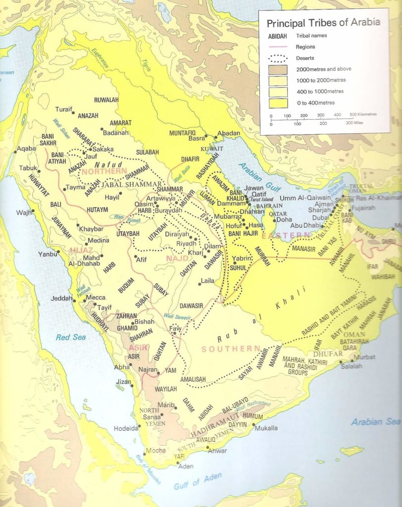 saudi arabesque - hudheyl tribe location map