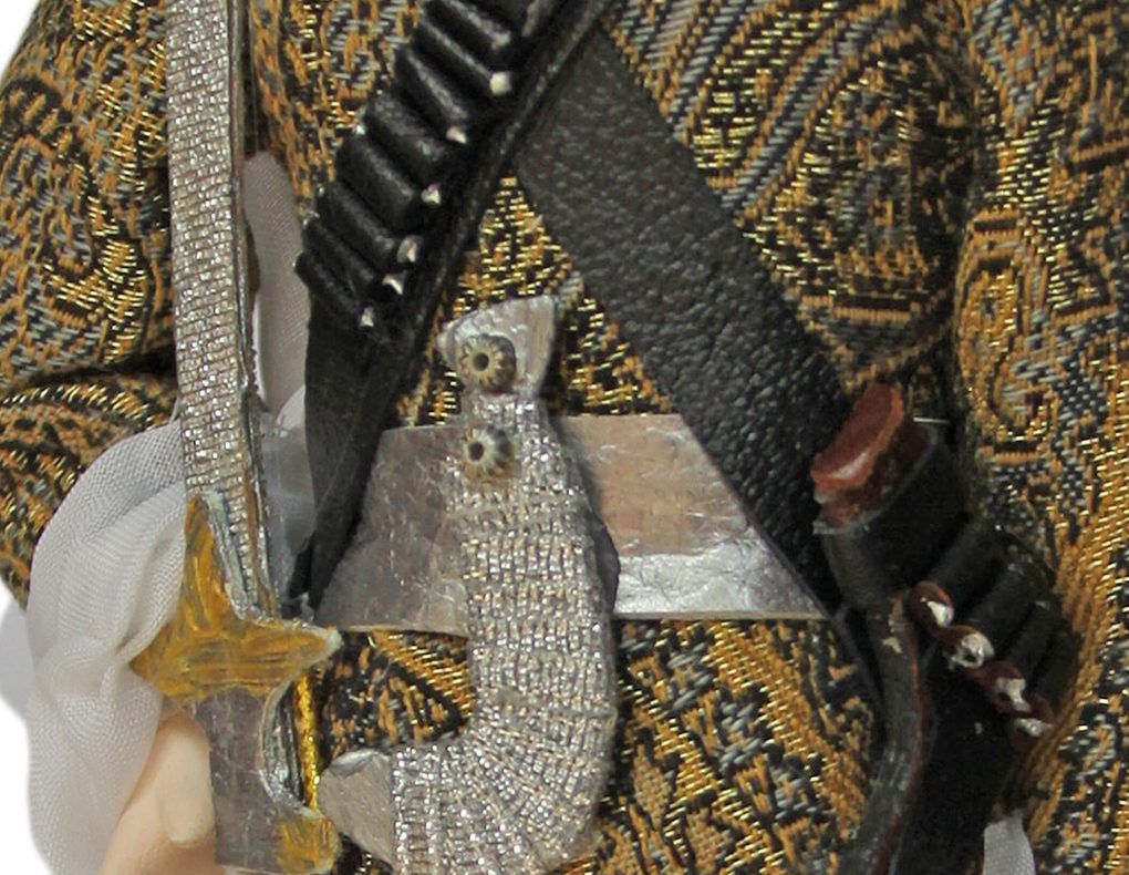 Porcelain Souvenir Doll in Al-Ardha National Sword Dance of Saudi Arabia outfit golden crop