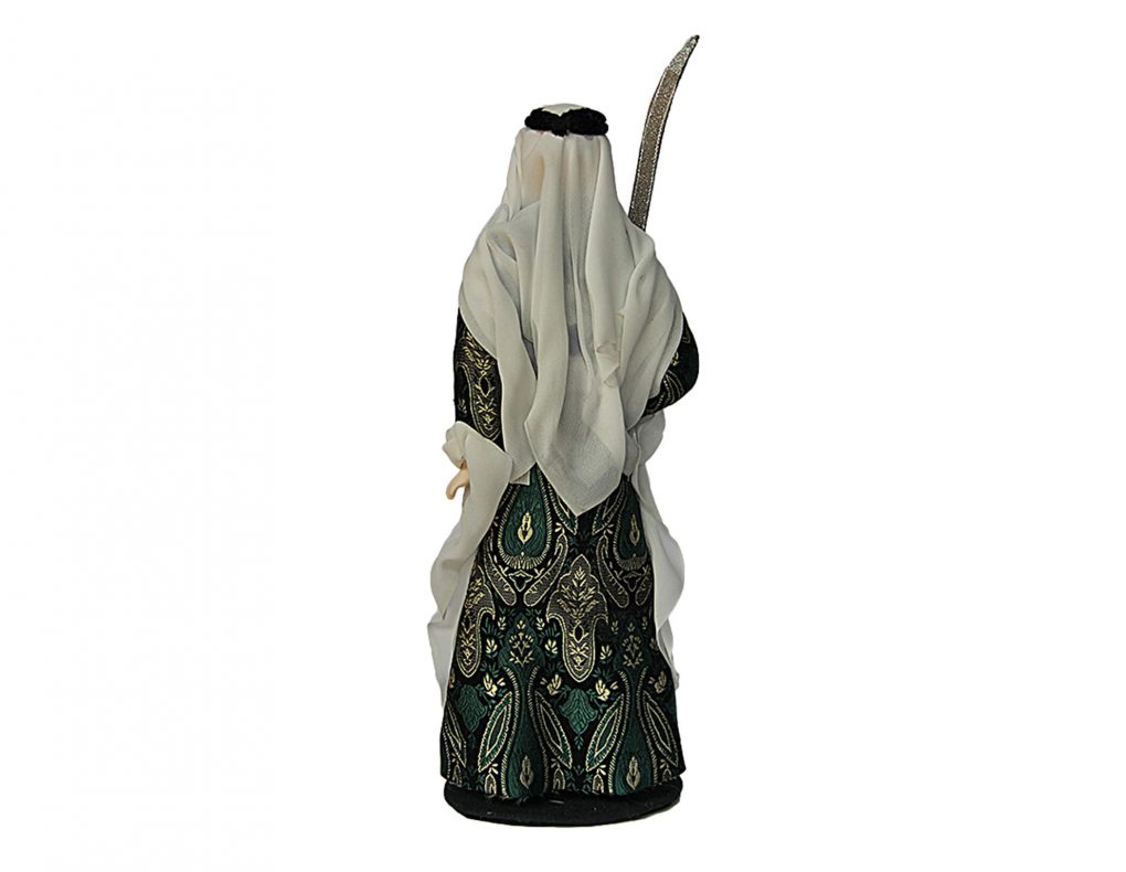 Porcelain Souvenir Doll in Al-Ardha National Sword Dance of Saudi Arabia outfit green back