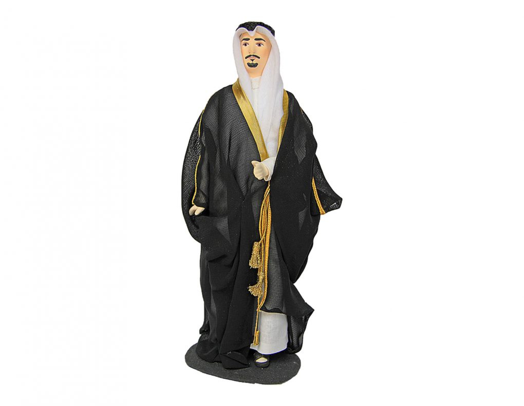 Porcelain Souvenir Doll in Traditional Formal Male Saudi Arabian Attire front