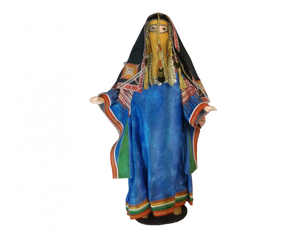 Porcelain Souvenir Doll in Traditional Women’s Dress of the Harb Tribe front