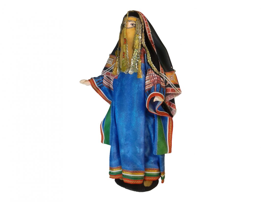Porcelain Souvenir Doll in Traditional Women’s Dress of the Harb Tribe front side