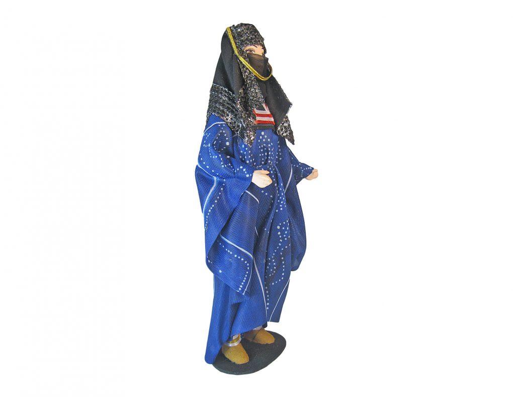 Porcelain Souvenir Doll in Traditional Women’s Dress of the Hudhayl Tribe front side
