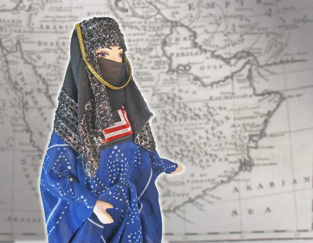 Porcelain Souvenir Doll in Traditional Women’s Dress of the Hudhayl Tribe map