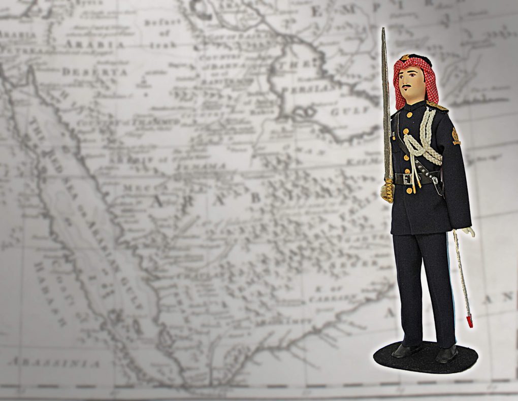 Porcelain Souvenir Doll in the Uniform of the National Guard of the Kingdom of Saudi Arabia map